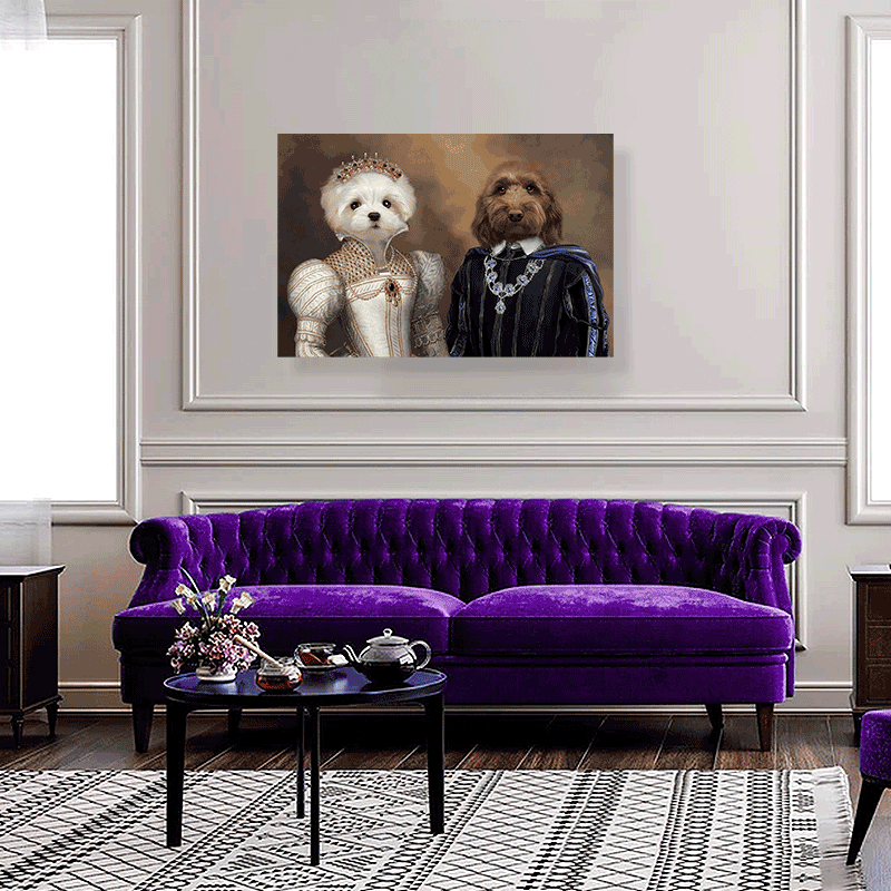 Royal Elegance – Custom Multi-Pet Portrait